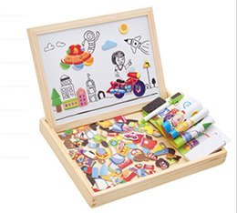 Wooden Magnetic Puzzle with Drawing Board